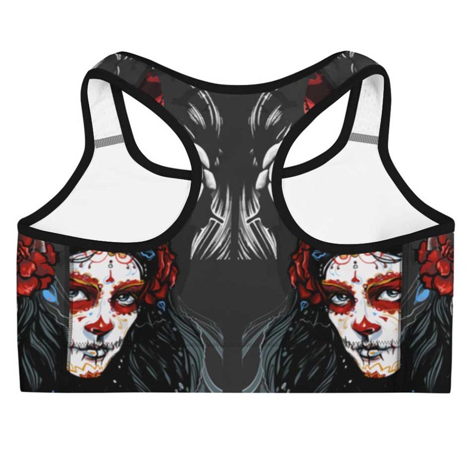 White Day Of The Dead Sports Bra Back