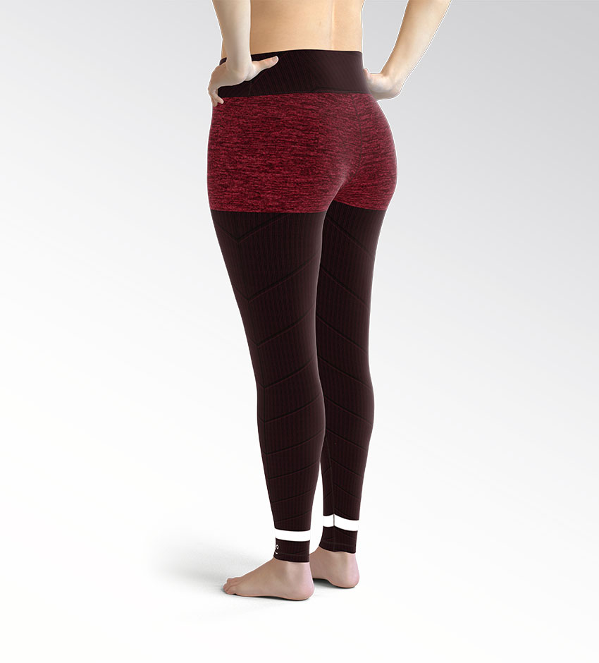Burgundy Sock Plus Size Leggings Back Left