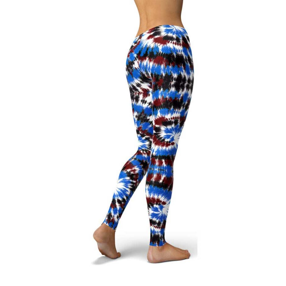 Blue Tie Dye Leggings Action Curves